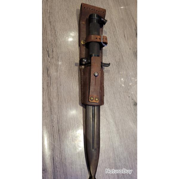 Poignard de tranch�e fran�ais WW1 - EJAB J. Aubry - Mod�le 1916 - Lame double goutti�re - Fourreau c