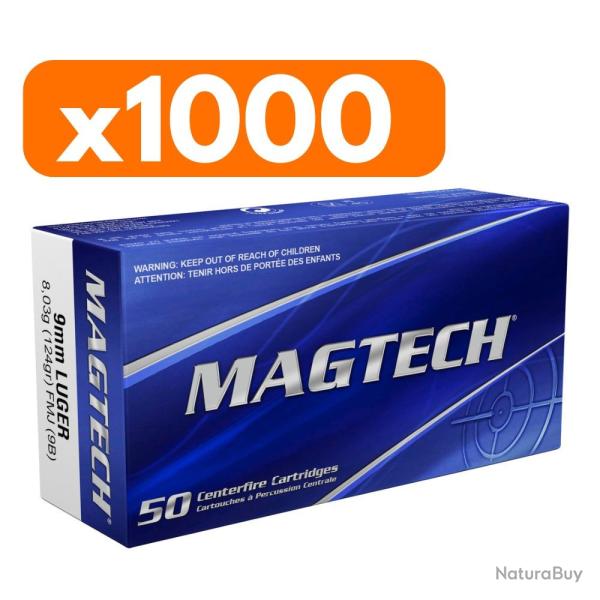 Vente group�e - Pack 1000 cartouches Magtech 9x19 FMJ 124gr - Port gratuit