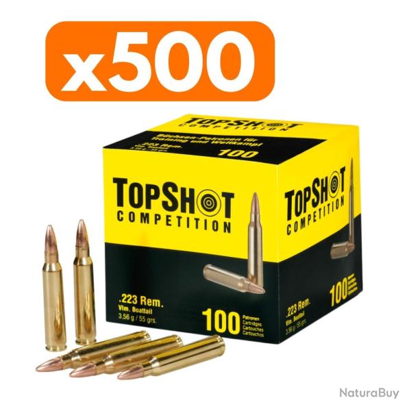 Vente group�e - Pack 500 cartouches TopShot - Cal. 223 Rem FMJ  3,6g - 55 grains