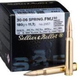 Cartouches Sellier et Bellot calibre 30-06 FMJ 180 grs 11.7g x50
