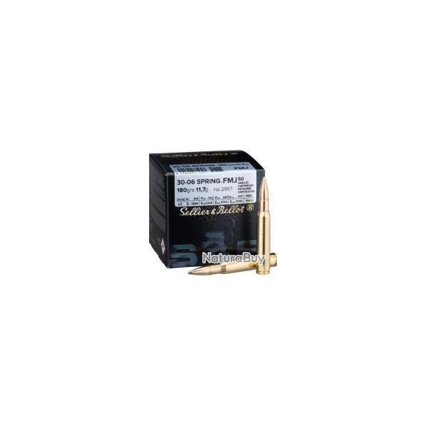 Cartouches Sellier et Bellot calibre 30-06 FMJ 180 grs 11.7g x50