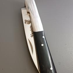 COUTEAU VENDETTA CORSE, manche corne, guilloch&eacute;