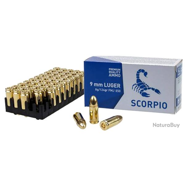 Cartouches cal 9x19 124gr Scorpio