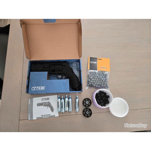 Revolver de defense Umarex T4E TR50L gen2 cal.50 13joules avec 2 barillets sup  + billes + co2