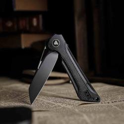 Couteau Trivisa Monoceros-04B Lame Acier 14C28N Black Manche Black Micarta Liner Lock TVTY25BM14