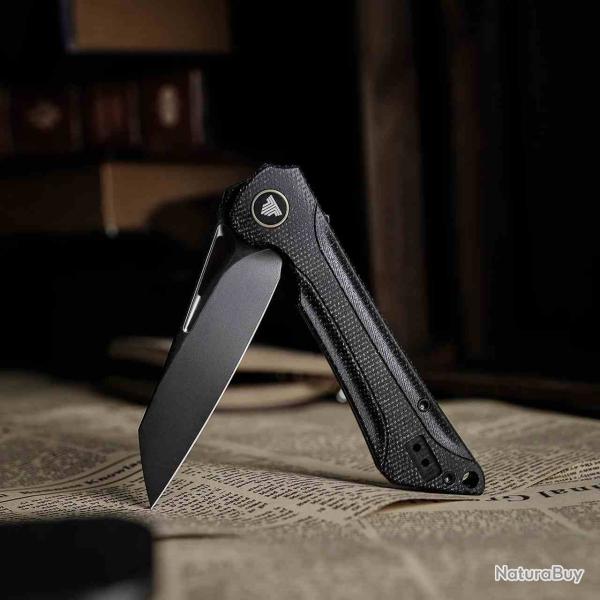 Couteau Trivisa Monoceros-04B Lame Acier 14C28N Black Manche Black Micarta Liner Lock TVTY25BM14