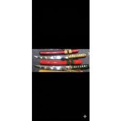 Tanto japonais - Acier 1095Rouge & vert - tranchant rasoirTanto japonais fonctionnel