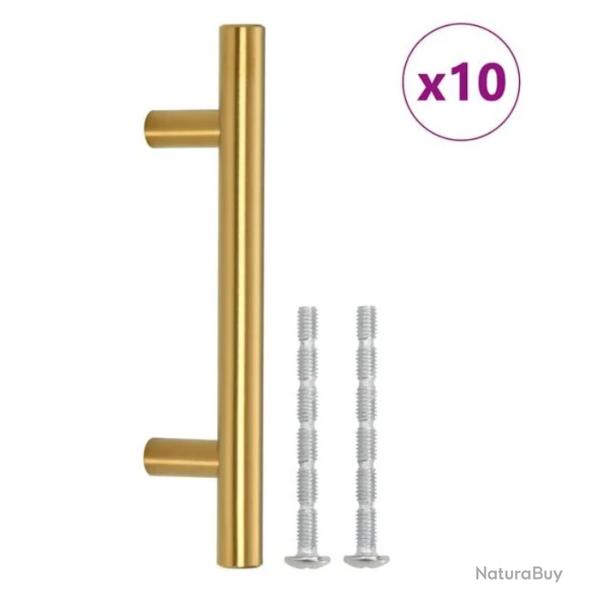 Poign�es armoire acier inoxydable dor� 64 mm design T r�sistantes