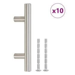 Poign&eacute;es armoire acier inoxydable argent&eacute; 64 mm design T r&eacute;sistantes