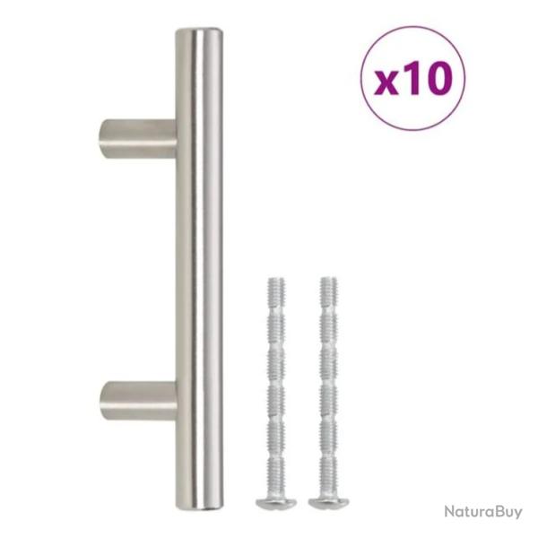 Poign�es armoire acier inoxydable argent� 64 mm design T r�sistantes