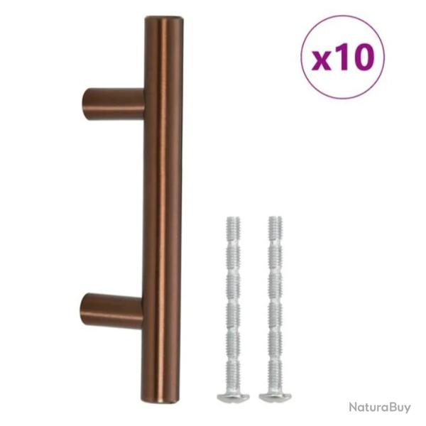 Poign�es armoire acier inoxydable bronze 64 mm design T r�sistantes