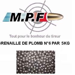 Grenaille de plomb durci n&deg;6 par 5 Kg  BallesMPF, frais de port offert