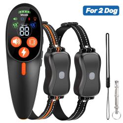 2 X Colliers de Dressage pour Chien avec T&eacute;l&eacute;commande - &Eacute;tanche IP67 - Port&eacute;e Longue Toutes Tailles