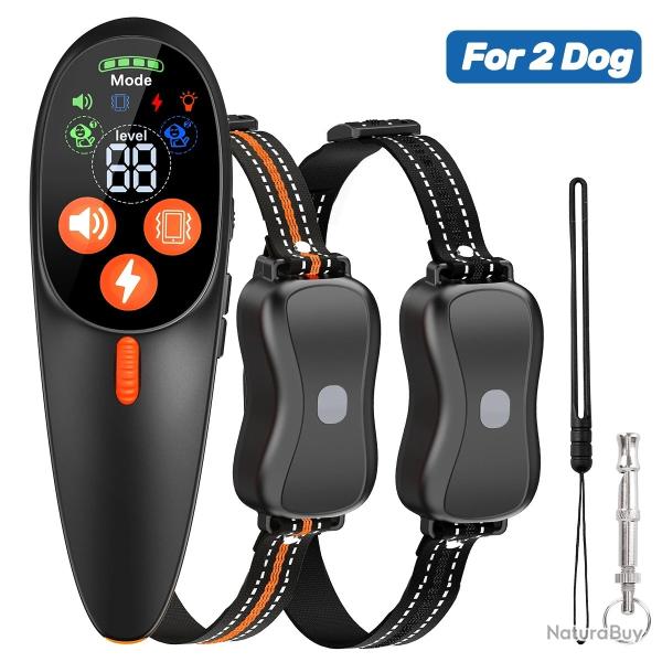 2 X Colliers de Dressage pour Chien avec T�l�commande - �tanche IP67 - Port�e Longue Toutes Tailles