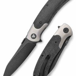 Couteau Trivisa UMa-04 Lame Acier CPM-S35VN PVD BLK Manche Black Micarta & Mitres Titane TVTY07MTS
