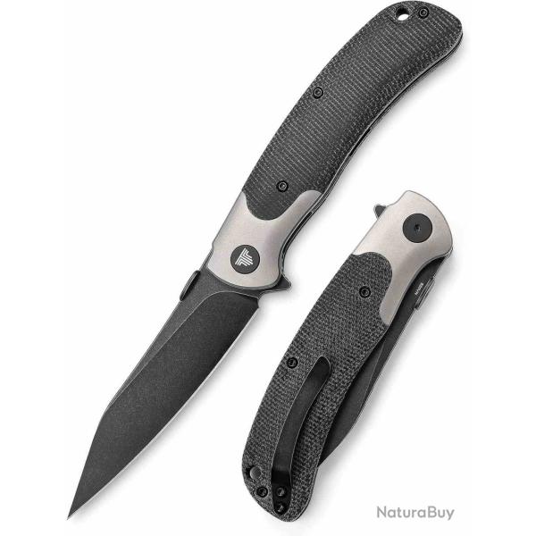 Couteau Trivisa UMa-04 Lame Acier CPM-S35VN PVD BLK Manche Black Micarta & Mitres Titane TVTY07MTS