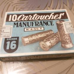 UNE BO&Icirc;TE DE CARTOUCHE MANUFRANCE CALIBRE 16 PLOMB N &deg;4-55T
