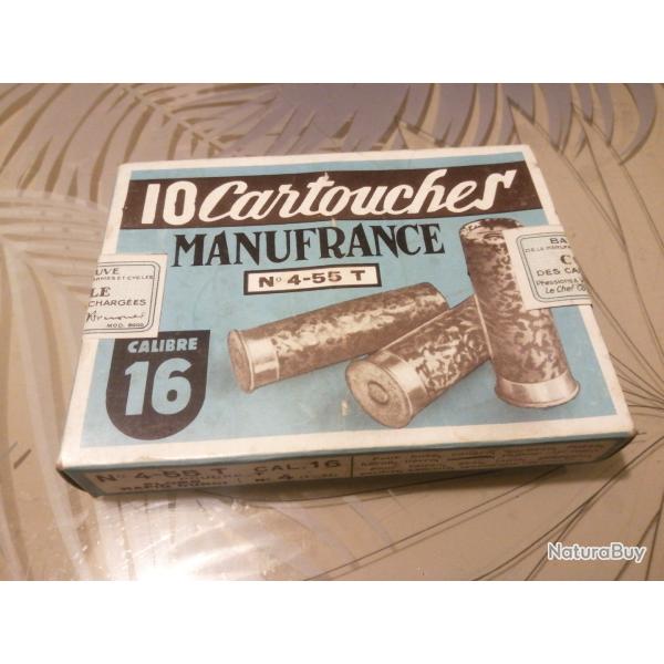 UNE BO�TE DE CARTOUCHE MANUFRANCE CALIBRE 16 PLOMB N �4-55T