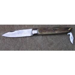 Ancien couteau type chasse 2 pi&egrave;ces 32 Dumas Manche corne bovine