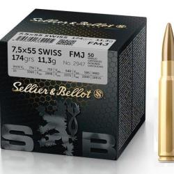 500 munitions SELLIER BELLOT cal.7.5x55 Swiss FMJ 