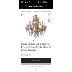 LUSTRE CRISTAL DE BOH&Egrave;ME TCH&Egrave;QUE AVEC SIGNATURE DE MA&Icirc;TRES POUR GRANDE PIECE Bien lire les photos