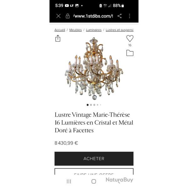 LUSTRE CRISTAL DE BOH�ME TCH�QUE AVEC SIGNATURE DE MA�TRES POUR GRANDE PIECE Bien lire les photos