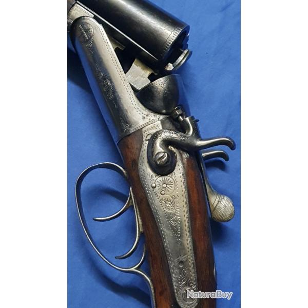 SUPERBE FUSIL JUSTAPOSE A CHIENS ANGLAIS SIGN� DAVID.F.CLARK GRAVURES ET D'AVANT 1900 CAT.D