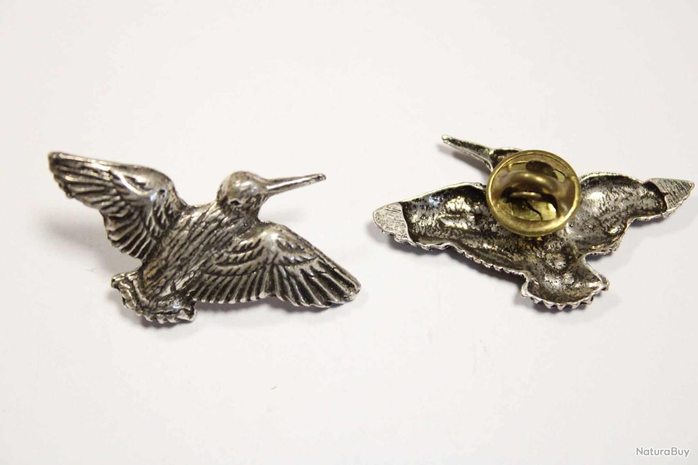 Broche Badge Bécasse – Épinglette Dorée Résine 23mm – Style Nature & Chasse – Fermoir Papillon Solide