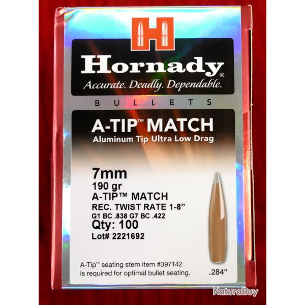 Ogives HORNADY Cal 7MM A-Tip Match 190gr x100