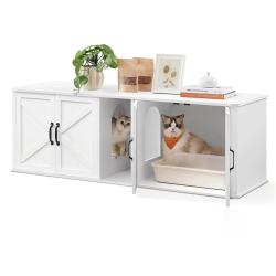 Cache-liti&egrave;re pour 2 chats meuble de liti&egrave;re entr&eacute;e frontale peut &ecirc;tre utilis&eacute; comme table meuble t