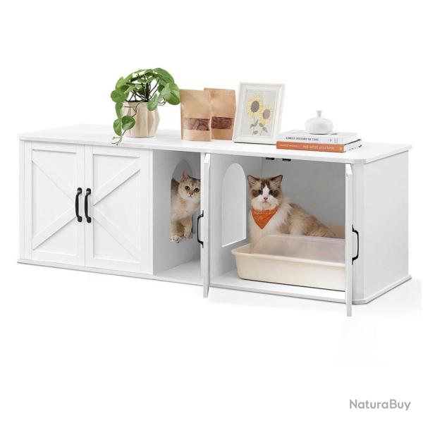 Cache-liti�re pour 2 chats meuble de liti�re entr�e frontale peut �tre utilis� comme table meuble t