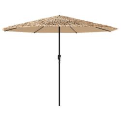 Parasol de jardin avec m&acirc;t robuste m&eacute;canique &agrave; manivelle 388 x 388 x 248 cm en polyester marron 02_