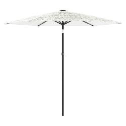 Parasol de jardin carr&eacute; avec m&acirc;t en acier 223 x 223 x 213 cm protection UV ext&eacute;rieur finition blanc