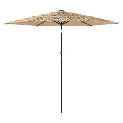 Parasol de jardin avec m&acirc;t en acier marron 268 x 268 x 226 cm protection UV et pluie m&eacute;canisme &agrave; ma