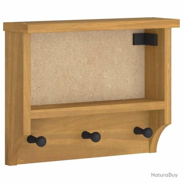 Porte-manteau mural pratique 45 x 12 x 35 cm espace de rangement rustique en pin noyer 02_0056687