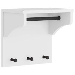 Porte-manteau mural pratique avec 3 crochets espace de rangement 43 x 30 x 42 cm en bois massif bla