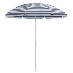 Parasol de plage rond moderne 263 x 263 x 272 cm portable durable en polyester bleu 02_0056703