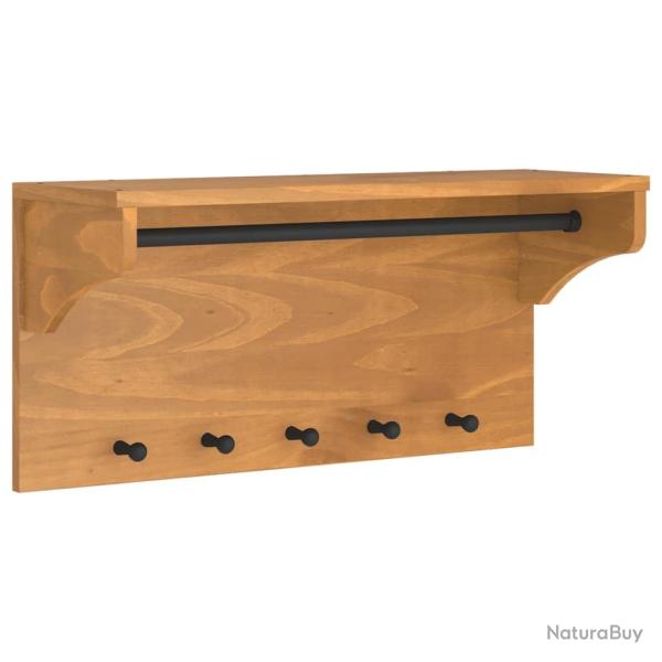 Porte-manteau mural avec 5 crochets rustique charmant couloir 87 x 30 x 42 cm en bois massif pin 02