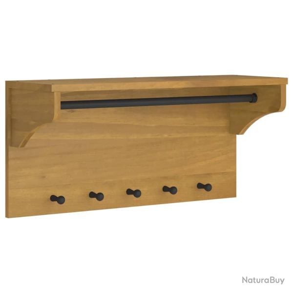 Porte-manteau mural avec crochets pratique design rustique couloir 87 x 30 x 42 cm en bois massif n