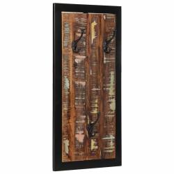 Porte-manteau mural gain de place pratique couloir 40 x 2 x 80 cm en bois de r&eacute;cup&eacute;ration multicolo