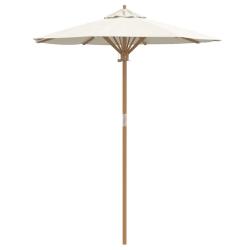 Parasol de jardin rond l&eacute;ger design minimaliste 270 x 260 cm durable en bambou blanc cr&egrave;me 02_00582