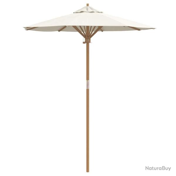 Parasol de jardin rond l�ger design minimaliste 270 x 260 cm durable en bambou blanc cr�me 02_00582