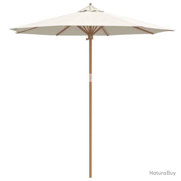 Parasol de jardin rond l�ger r�sistant aux intemp�ries 240 x 240 x 260 cm en bambou blanc cr�me 02_