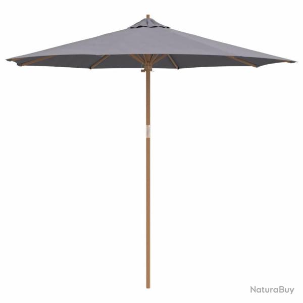 Parasol de jardin rond l�ger r�sistant aux intemp�ries 270 x 260 cm en bambou gris fonc� 02_0058249
