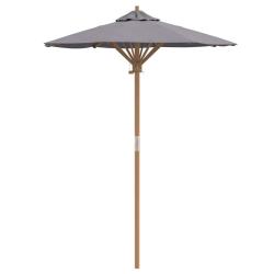 Parasol de jardin rond l&eacute;ger avec poteau d&eacute;tachable 270 x 260 cm style minimaliste en bambou gris f