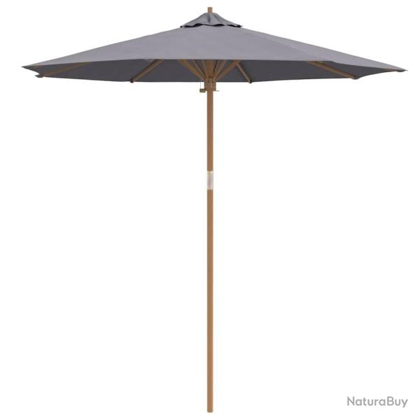Parasol de jardin rond pratique l�ger 240 x 240 x 260 cm en bambou gris fonc� 02_0058248
