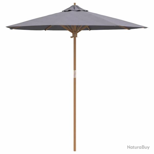 Parasol de jardin rond 270 x 260 cm style minimaliste l�ger pratique en bambou gris fonc� 02_0058247