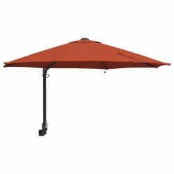 Parasol de jardin inclinable moderne 248 x 248 x 148 cm avec &eacute;clairage LED ambiance cosy en polyest