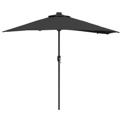 Parasol de jardin pliable moderne avec &eacute;clairage LED 294 x 150 x 223 cm en polyester noir 02_0058664