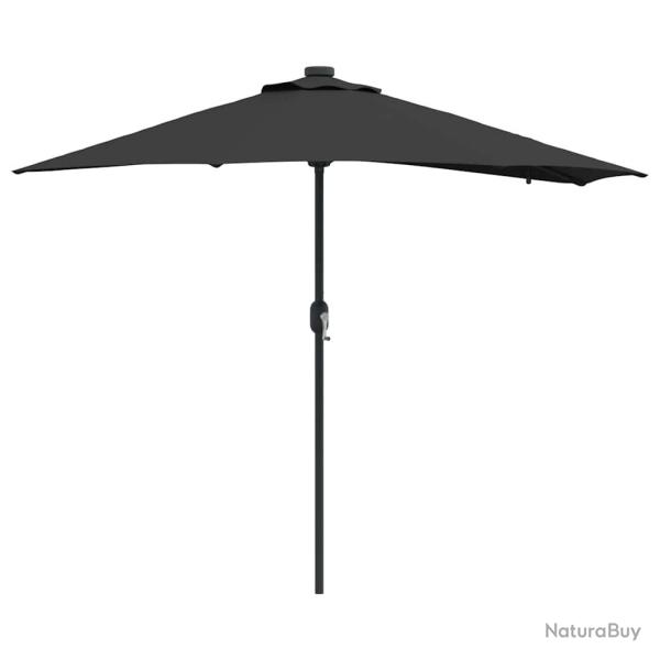 Parasol de jardin pliable moderne avec �clairage LED 294 x 150 x 223 cm en polyester noir 02_0058664